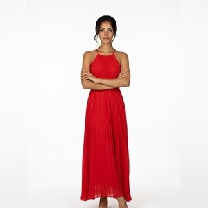 Halter-neck, empire-waist maxi dress.